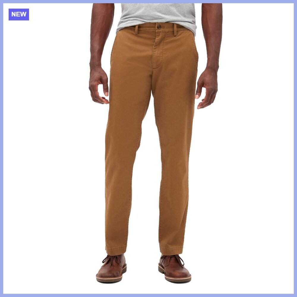 Straight Fit Khaki Chino Pants, 98% Cotton 2% Lycra, Casual